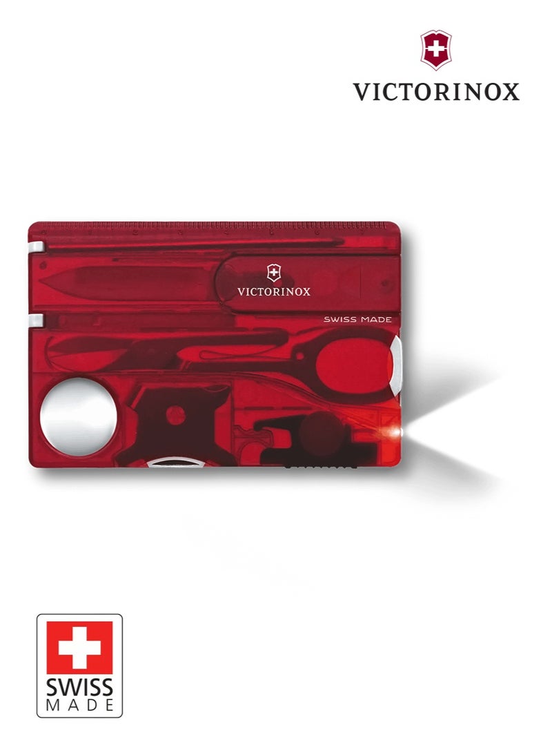 Victorinox Swiss Card Lite in Red Transparent (0.7300.T) | Compact Multi-Tool with LED Light | 13 Functions for Everyday Use - Image 2